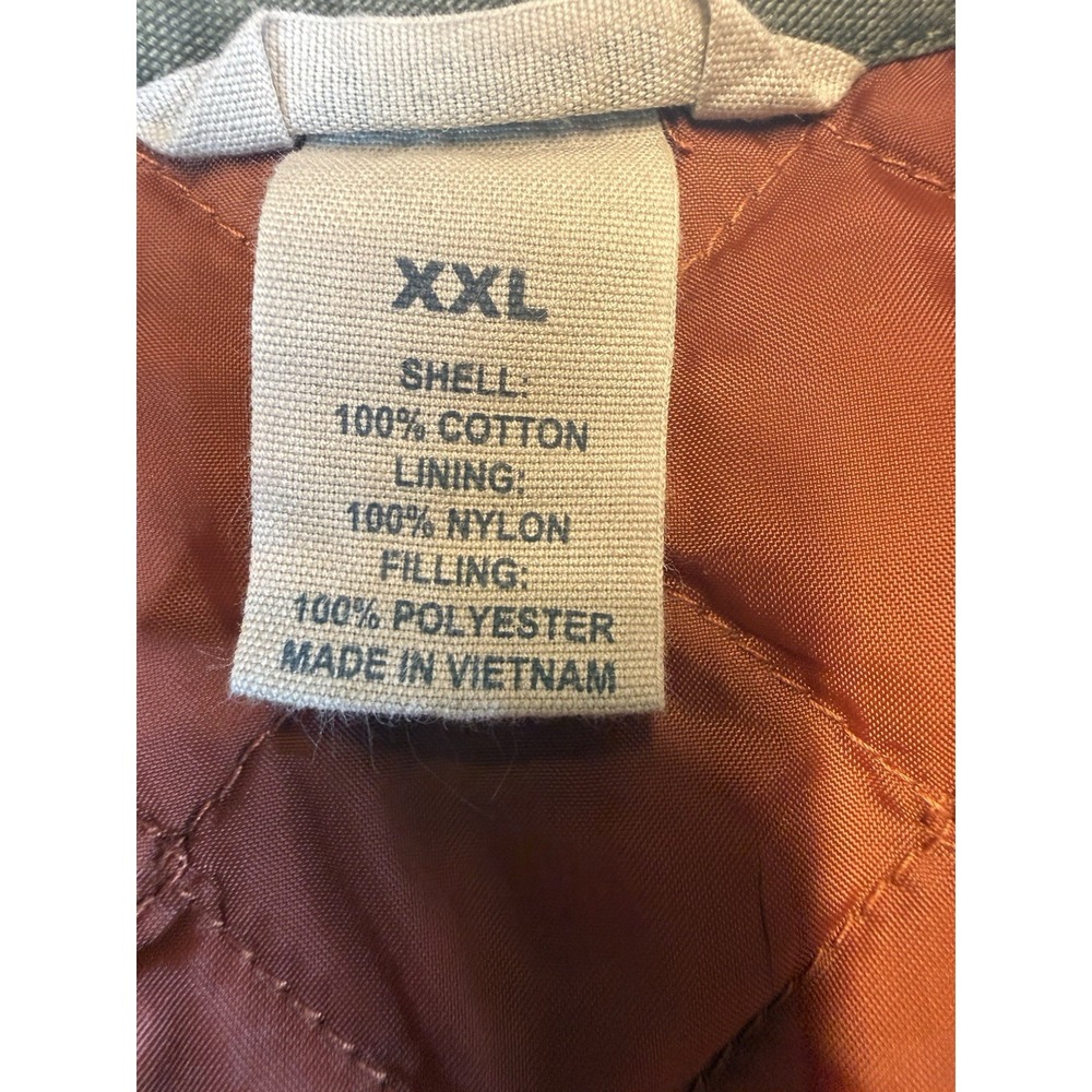 Duluth Trading Co Quilted Lined Work Vest Men's XXL Olive Green Full Zip Utility - Picture 3 of 8